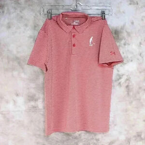 Boys Under Armour Heat Gear Loose Gray Stripe Golf Shirt embroidered Logo YMD